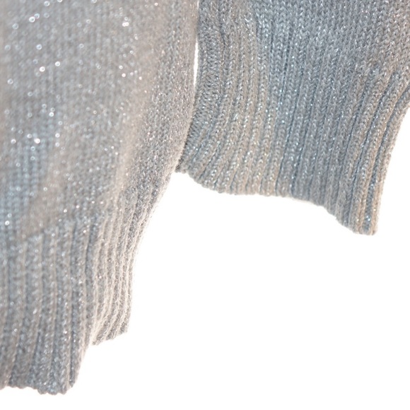 Sweater Project Panda Bear Sweater Crew Neck Silver Metallic Lurex Grey Black S - Picture 12 of 16